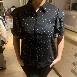 Mendocino ruffle polka dot blouse NWT
